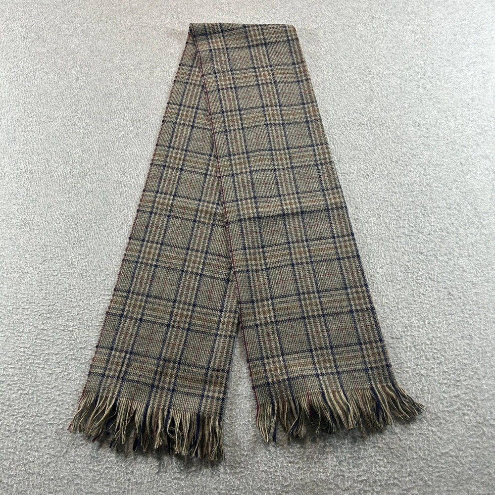 Pendleton Scarf Unisex OS Gray Glen Plaid Pure Virgin Wool Fringed Made in USA